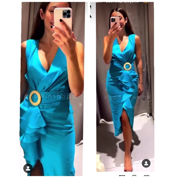 Zara Ruffled midi dress with buckle - Picture 5 of 12